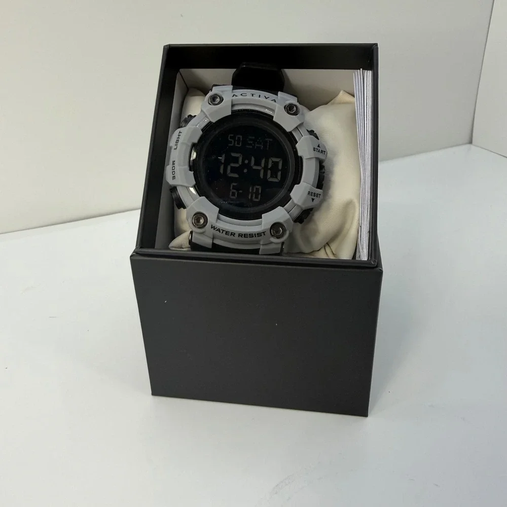 Activa by Invicta Mens Digital Sports Watch Grey Black Water Resist New in Box